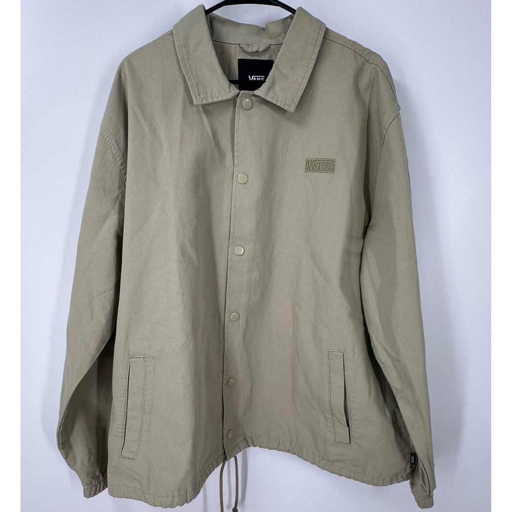 Vans Torrey Canvas Coach Jacket Men's XL Light Green Snap Front Cotton NEW
